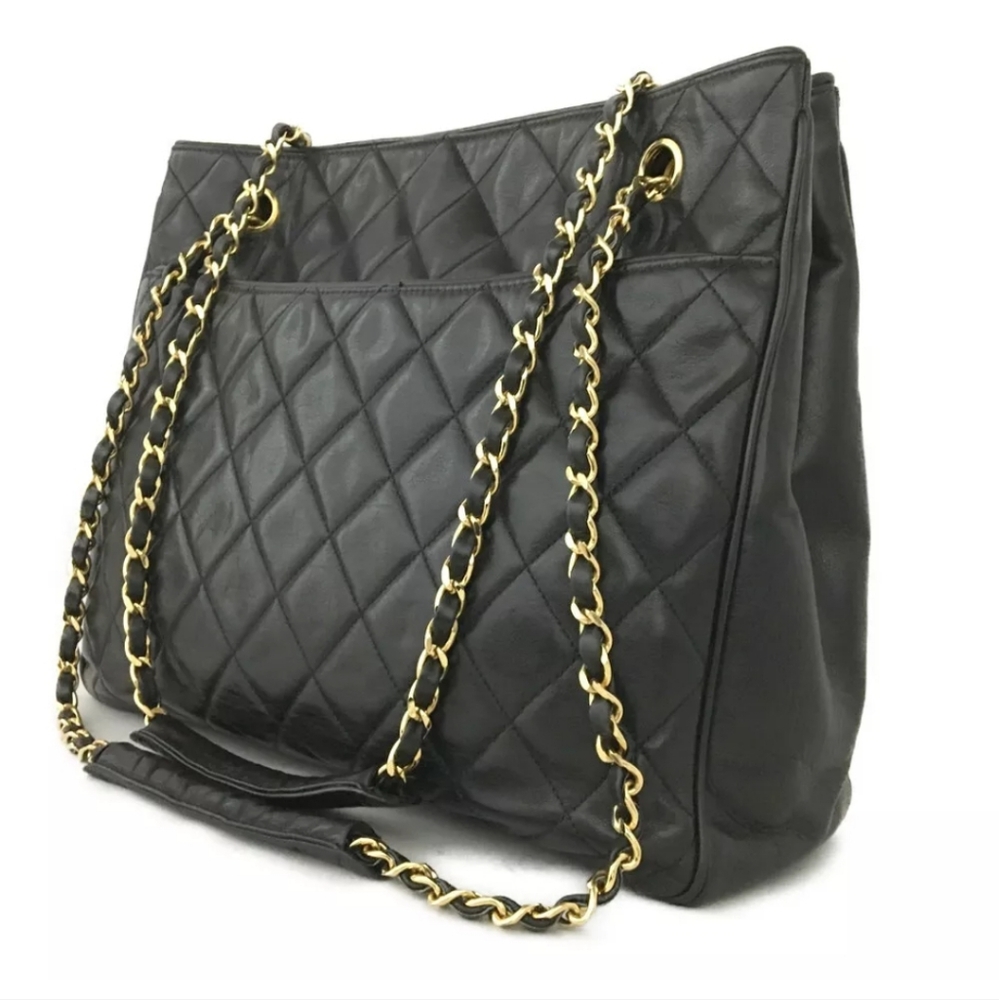 CHANEL CC Logo Lambskin Chain Large Shoulder Tote Bag - Picture 4 of 12